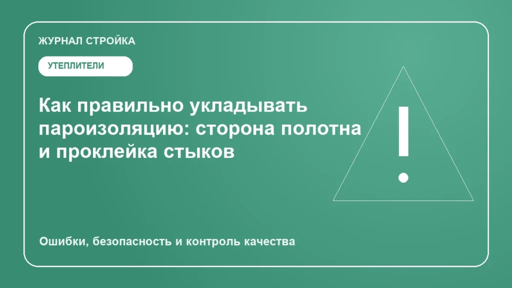 Как правильно укладывать пароизоляцию: сторона полотна и проклейка стыков — Ошибки, безопасность и контроль качества